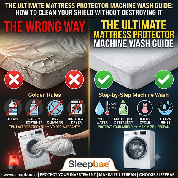 Image Shows Sleepbae Waterproof Mattress Protector Washing Guide