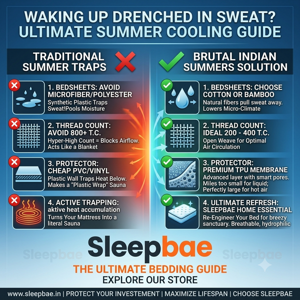 Image Showing Ultimate Summer Cooling Bedding Guide and How Sleepae Home Essential Mattress Protector Can Help